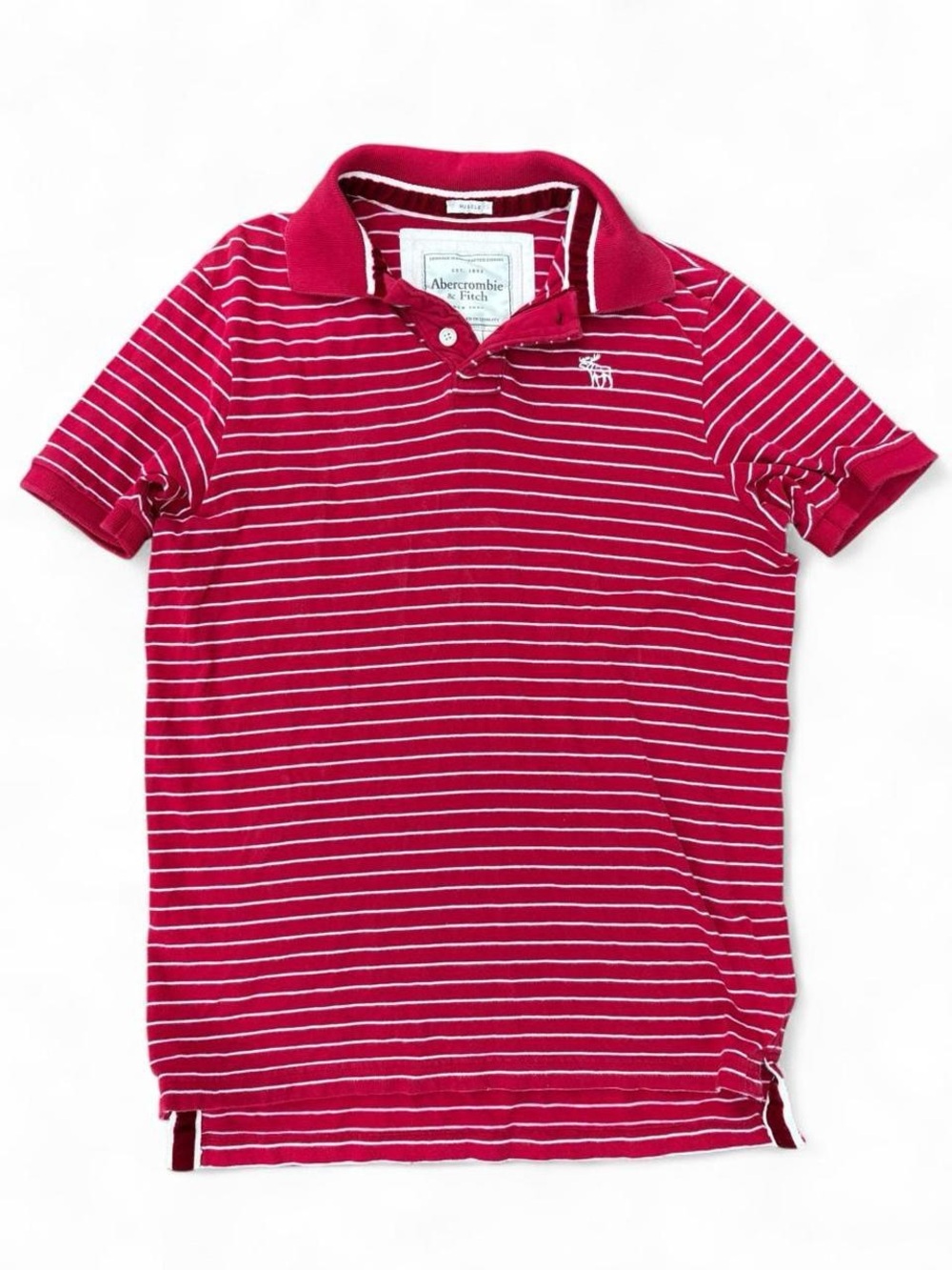 2000s Abercrombie & Fitch Striped Polo – Red/White, L